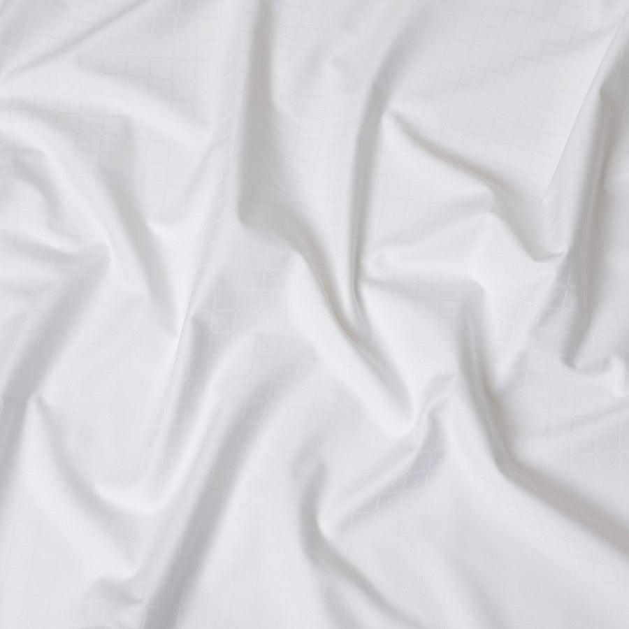 White Self-Check 100% Cotton Shirting Fabric, 150 cm Width, Made in India-D20488