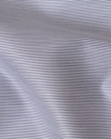 White and Navy Blue Textured Stripe 100% Cotton Shirting Fabric, 150 cm Width, Made in Italy-D20489