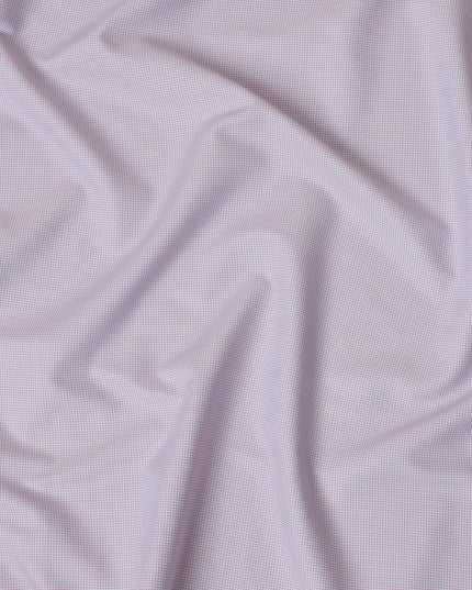 Light Pink & White Mini Checkered 100% Cotton Shirting Fabric, 150 cm Width, Made in Italy-D20501