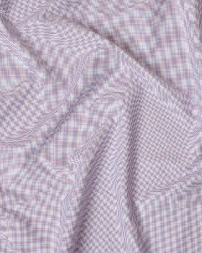 Light Pink & White Mini Checkered 100% Cotton Shirting Fabric, 150 cm Width, Made in Italy-D20501