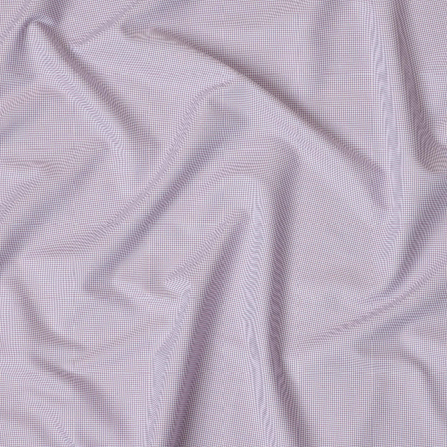 Light Pink & White Mini Checkered 100% Cotton Shirting Fabric, 150 cm Width, Made in Italy-D20501