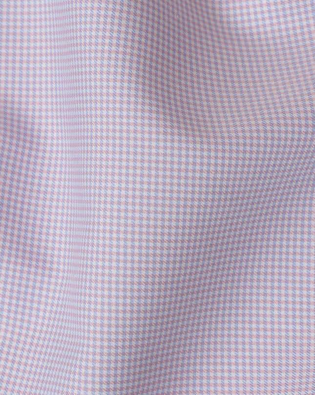 Light Pink & White Mini Checkered 100% Cotton Shirting Fabric, 150 cm Width, Made in Italy-D20501