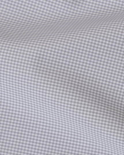 Light Grey & White Mini Checkered 100% Cotton Shirting Fabric, 150 cm Width, Made in Italy-D20503