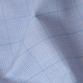 Sky Blue & Navy Windowpane Checkered 100% Cotton Shirting Fabric, 150 cm Width, Made in Italy-D20504