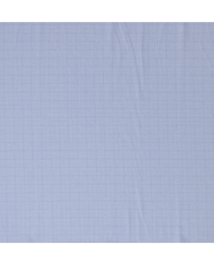 Sky Blue & Navy Windowpane Checkered 100% Cotton Shirting Fabric, 150 cm Width, Made in Italy-D20504