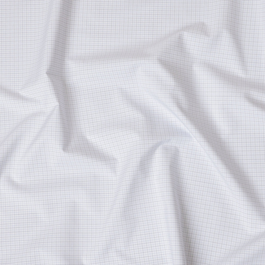 قماش قميص منقوش باللونين الأبيض والرمادي الفحمي مصنوع من القطن بنسبة 100%، عرض 150 سم، صنع في إيطاليا - D20506