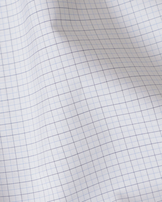 White & Charcoal Grey Grid Checkered 100% Cotton Shirting Fabric, 150 cm Width, Made in Italy-D20506