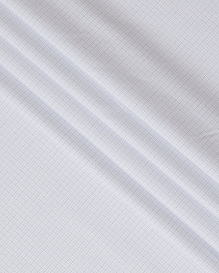 White & Charcoal Grey Grid Checkered 100% Cotton Shirting Fabric, 150 cm Width, Made in Italy-D20506