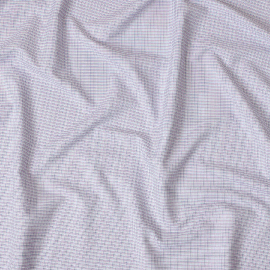 قماش قميص منقوش باللونين الأبيض والأحمر الفاتح، مصنوع من القطن بنسبة 100%، عرض 150 سم، صنع في إيطاليا - D20507