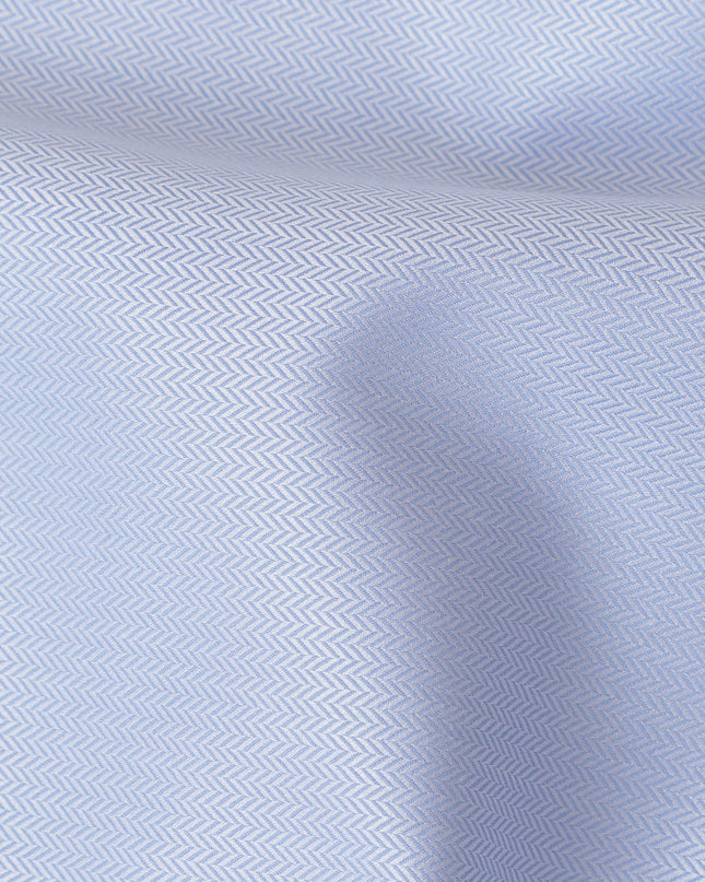 Sky Blue Solid 100% Cotton Shirting Fabric in Herringbone Design, 150 cm Width, Made in Italy-D20508