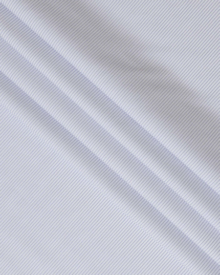 White & Light Blue Pinstripe 100% Cotton Shirting Fabric, 150 cm Width, Made in Italy-D20510