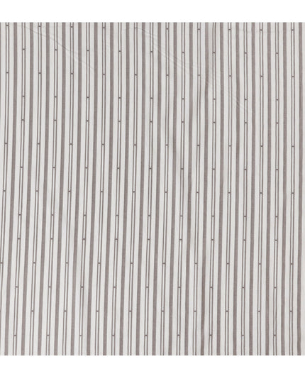 Ivory & Taupe Geometric Striped 100% Cotton Shirting Fabric, 150 cm Width, Made in Italy-D20511