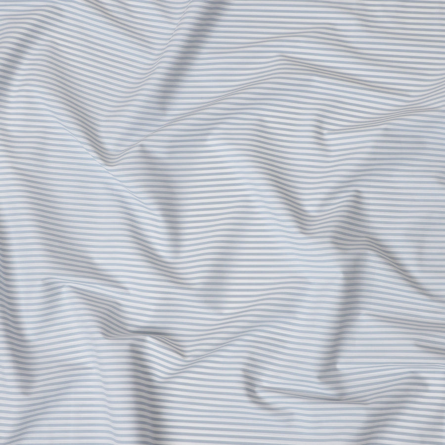 White & Sky Blue Horizontal Striped 100% Cotton Shirting Fabric, 150 cm Width, Made in Italy-D20512 Regal Fabrics