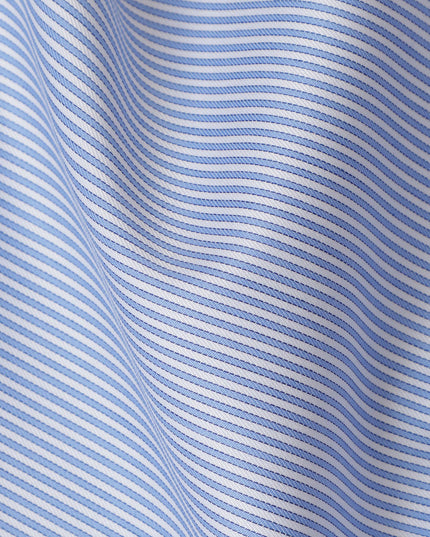 Light Blue & White Micro Striped 100% Cotton Shirting Fabric, 150 cm Width, Made in Italy-D20513