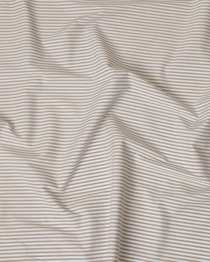 Ivory & Beige Micro Striped 100% Cotton Shirting Fabric, 150 cm Width, Made in Italy-D20514