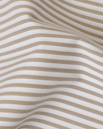 Ivory & Beige Micro Striped 100% Cotton Shirting Fabric, 150 cm Width, Made in Italy-D20514