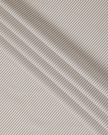 Ivory & Beige Micro Striped 100% Cotton Shirting Fabric, 150 cm Width, Made in Italy-D20514