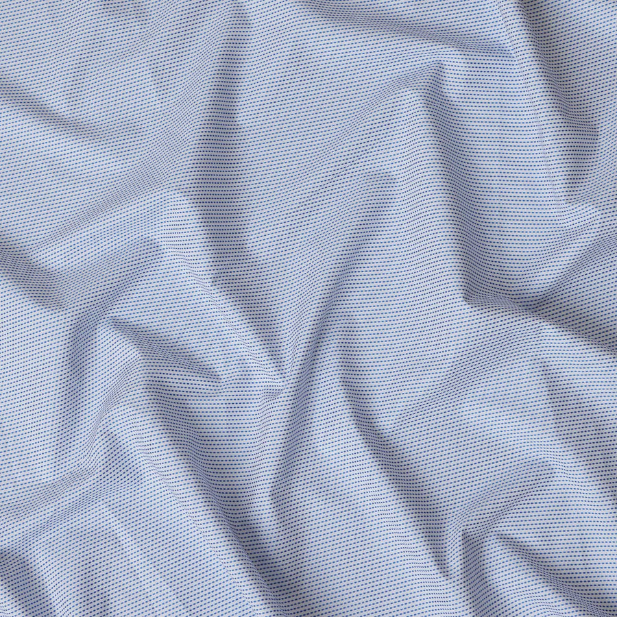 قماش قميص مخطط منقط باللونين الأبيض والأزرق الداكن مصنوع من القطن بنسبة 100%، عرض 150 سم، صنع في سويسرا - D20515