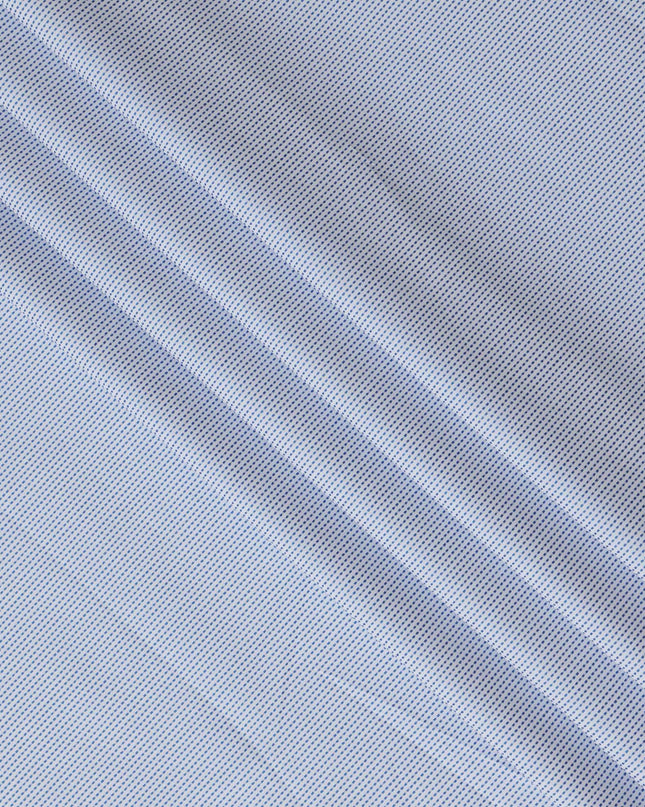 White & Navy Micro Dotted Striped 100% Cotton Shirting Fabric, 150 cm Width, Made in Swiss-D20515