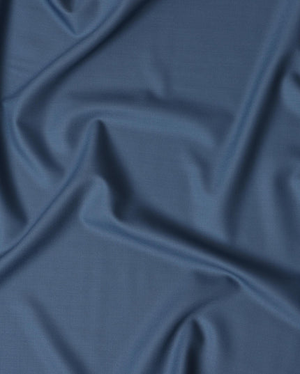 Steel Blue 150's English All Wool Suiting Fabric – 3.5 Meters, 150 cm Width, Made in the UK-D20528