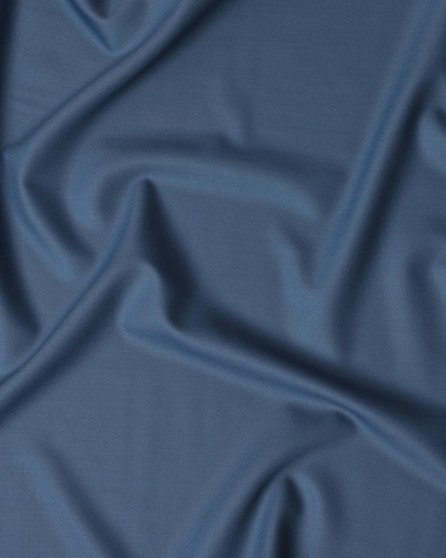 Steel Blue 150's English All Wool Suiting Fabric – 3.5 Meters, 150 cm Width, Made in the UK-D20528