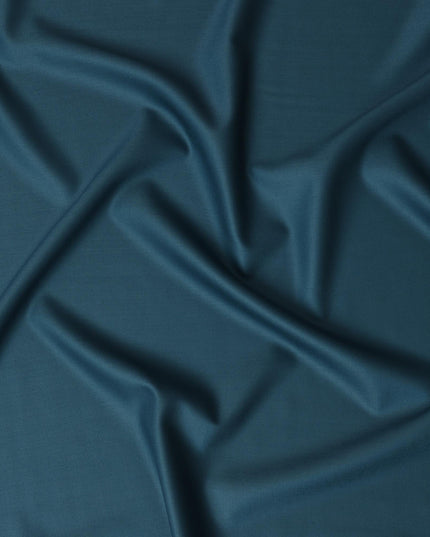 Teal Blue Super 150's English Wool and Cashmere Suiting Fabric – 3.5 Meters, 150 cm Width, Made in the UK-D20530