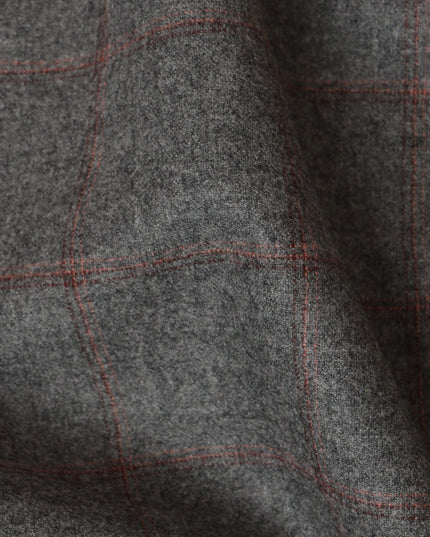 Grey Checkered Italian Blended Wool Jacketing Fabric – 3.5 Meters, 150 cm Width, Made in Italy-D20541