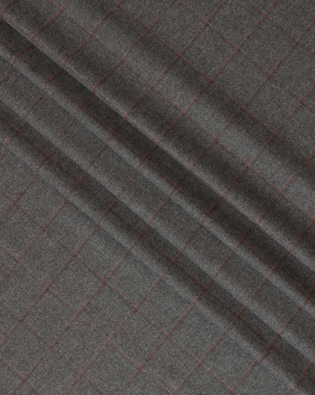 Grey Checkered Italian Blended Wool Jacketing Fabric – 3.5 Meters, 150 cm Width, Made in Italy-D20541