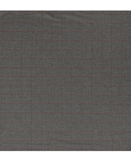 Grey Checkered Italian Blended Wool Jacketing Fabric – 3.5 Meters, 150 cm Width, Made in Italy-D20541