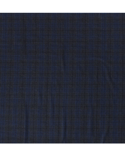 Navy and Black Plaid Italian Blended Wool Jacketing Fabric – 3.5 Meters, 150 cm Width, Made in Italy-D20542