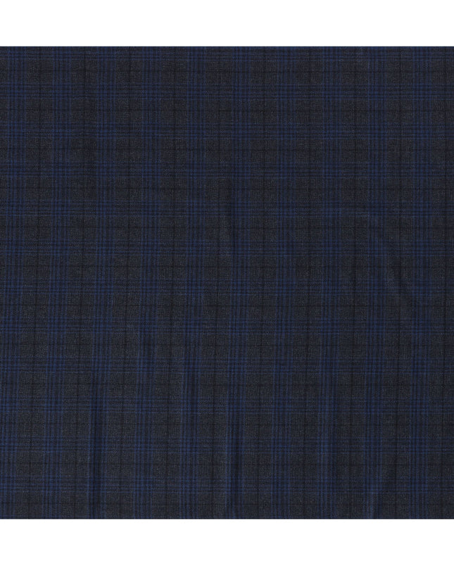 Navy and Black Plaid Italian Blended Wool Jacketing Fabric – 3.5 Meters, 150 cm Width, Made in Italy-D20542