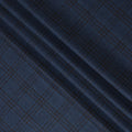 Blue and Brown Plaid Italian Blended Wool Jacketing Fabric – 3.5 Meters, 150 cm Width, Made in Italy-D20543