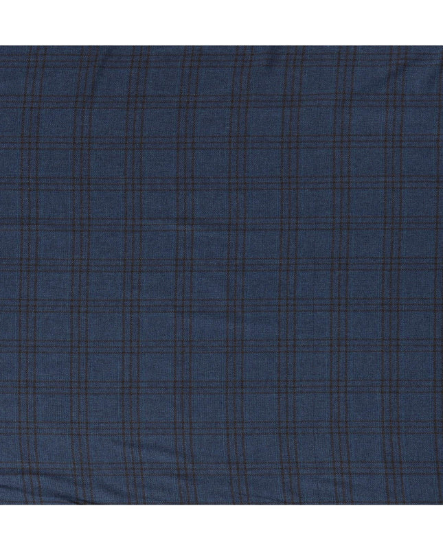 Blue and Brown Plaid Italian Blended Wool Jacketing Fabric – 3.5 Meters, 150 cm Width, Made in Italy-D20543