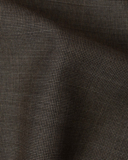 Light Brown Checkered Super 150's Italian all Wool Suiting Fabric – 3.5 Meters, 150 cm Width, Made in Italy-D20544