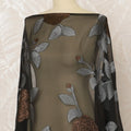 Traditional Somali Dirac Pure Silk (Fransawi) Chiffon Fabric in Black and Olive Green with Silver and Copper Floral Embroidery, 3.5 Meters, 140 cm Width-D20586 Regal Fabrics