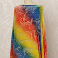 Traditional Somali Dirac Silk Blended Velvet Chiffon Fabric in Rainbow Multicolor with Abstract Design, 3.5 Meters, 140 cm Width-D20594