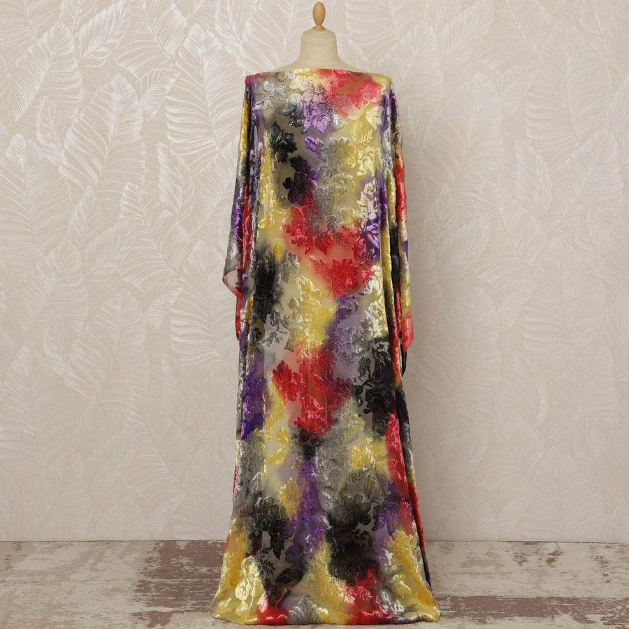 قماش شيفون مخملي تقليدي صومالي من الحرير الديراك بتصميم زهور متعدد الألوان، 3.5 متر، عرض 140 سم - D20601