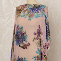 Traditional Somali Dirac Silk Blended Velvet Chiffon Fabric in Pink with Blue and Purple Floral Design, 3.5 Meters, 140 cm Width-D20605 Regal Fabrics