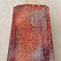 Traditional Somali Dirac Silk Blended Velvet Chiffon Fabric in Red and Purple with Gold Polka Dot Design, 3.5 Meters, 140 cm Width-D20609 Regal Fabrics