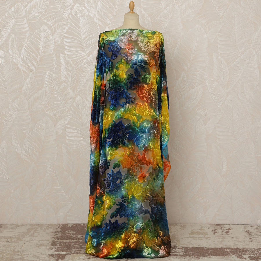 قماش شيفون مخملي تقليدي صومالي من الحرير الديراك بنقشة زهور متعددة الألوان، 3.5 متر، عرض 140 سم - D20612