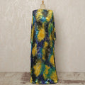 Traditional Somali Dirac Silk Blended Velvet Chiffon Fabric in Yellow and Blue with Floral Design, 3.5 Meters, 140 cm Width-D20614 Regal Fabrics