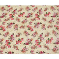 Synthetic Crepe Fabric with Stone Work - Delicate Pink and Red Floral on Light Yellow, 110 cm Width-D20646