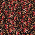 Synthetic Crepe Fabric with Stone Work - Bold Red and Gold Floral on Black Background, 110 cm Width-D20647