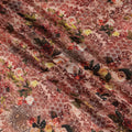 Synthetic Modal Satin Fabric with Stone Work - Vintage Rose and Lace Pattern in Earthy Tones, 110 cm Width-D20655
