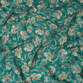 Viscose Crepe Fabric - Elegant Beige Floral on Teal Green, 110 cm Width-D20659 Regal Fabrics