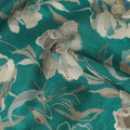 Viscose Crepe Fabric - Elegant Beige Floral on Teal Green, 110 cm Width-D20659 Regal Fabrics