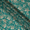 Viscose Crepe Fabric - Elegant Beige Floral on Teal Green, 110 cm Width-D20659 Regal Fabrics