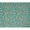 Viscose Crepe Fabric with Stone Work - Beige Floral on Turquoise, 110 cm Width-D20663