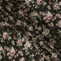 Viscose Crepe Fabric - Soft Pink Floral on Black, 110 cm Width-D20666