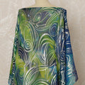 Somali Silk Chiffon Dirac Fabric with Metallic Lurex - Green and Blue Abstract Swirl, 3.5 Meters, 140 cm Width-D20668